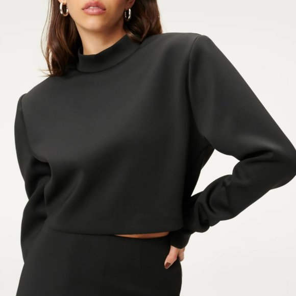 Good American WOMENS Cropped Scuba Sweatshirt Sz. M *NWT - Picture 1 of 4